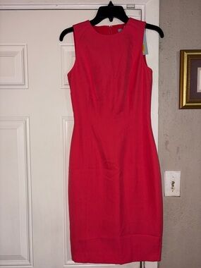 ANTONIO MELANI Sleeveless Crimson Midi Sheath Dress